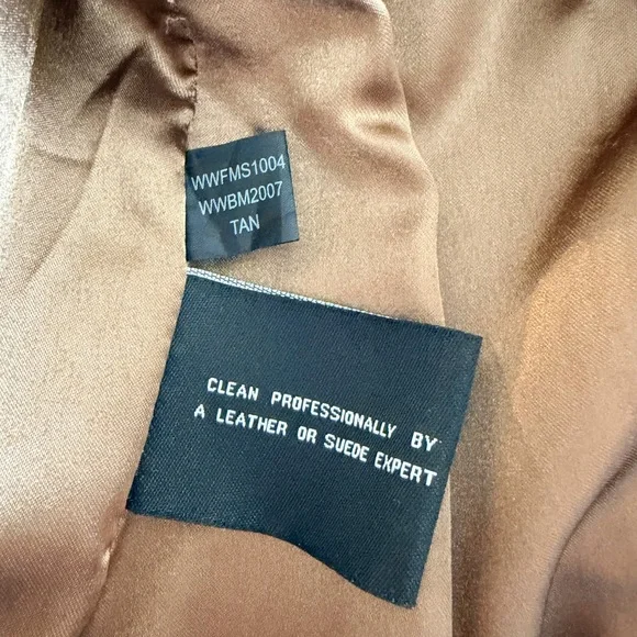 Black Rivet Soft Tan Leather Zippered Moto Bomber Jacket XL - Picture 8 of 8